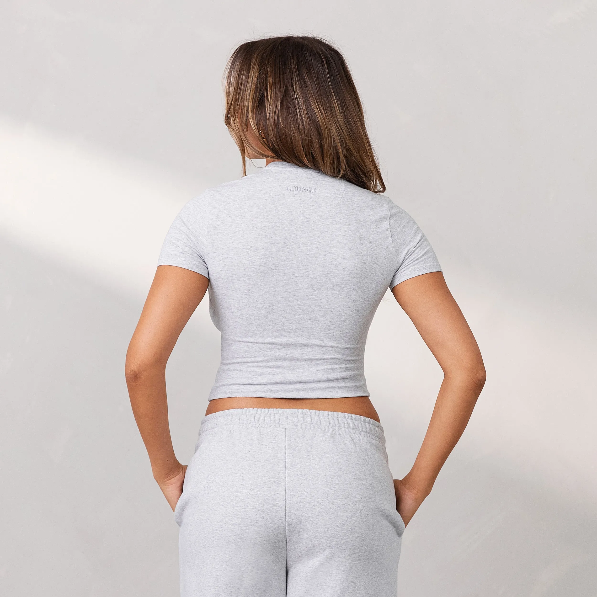 Essential T-Shirt Ajusté à Manches Courtes - Gris Givré