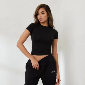 Essential T-Shirt Ajusté à Manches Courtes - Noir