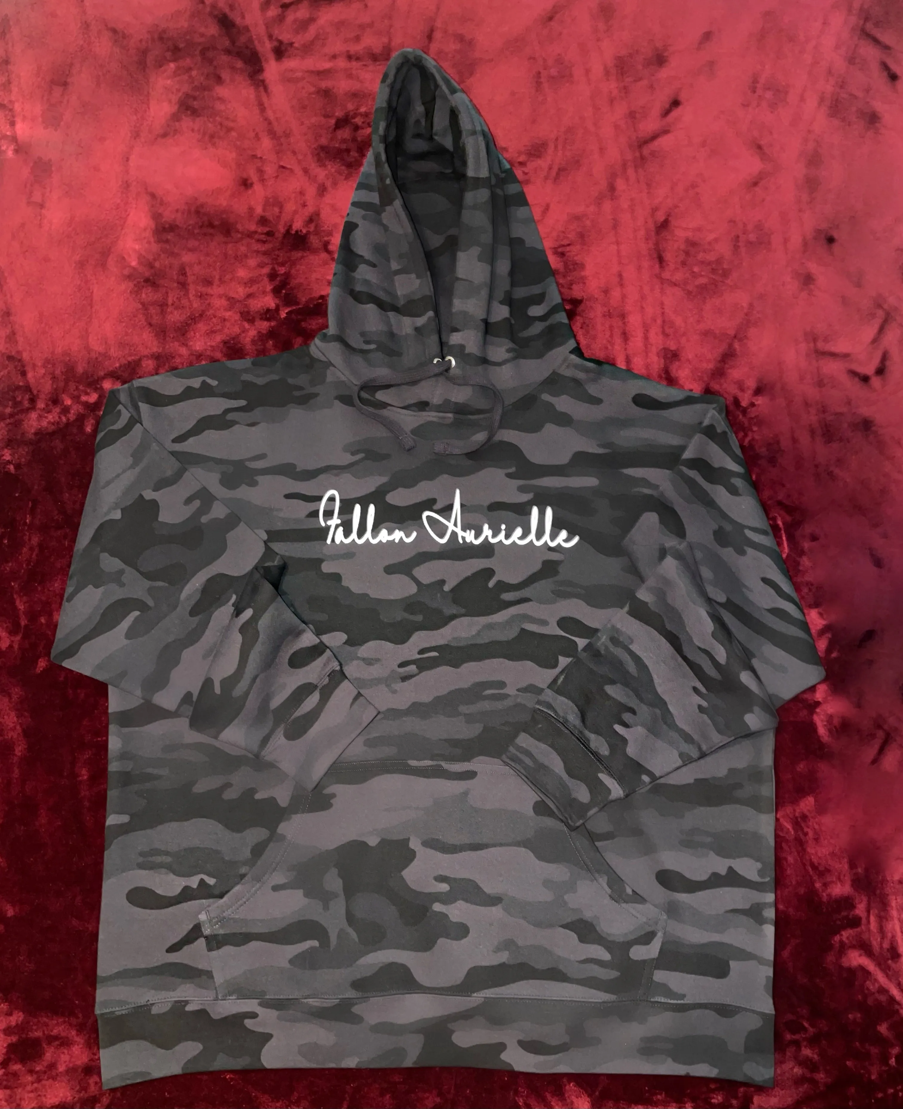Fallon Aurielle Unisex Signature Cancer Logo & Name Zodiac Hoodie (Gray, Black & Silver Camo)