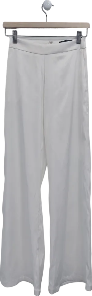 Fashion Nova White Wide Leg Satin Trousers UK XS
