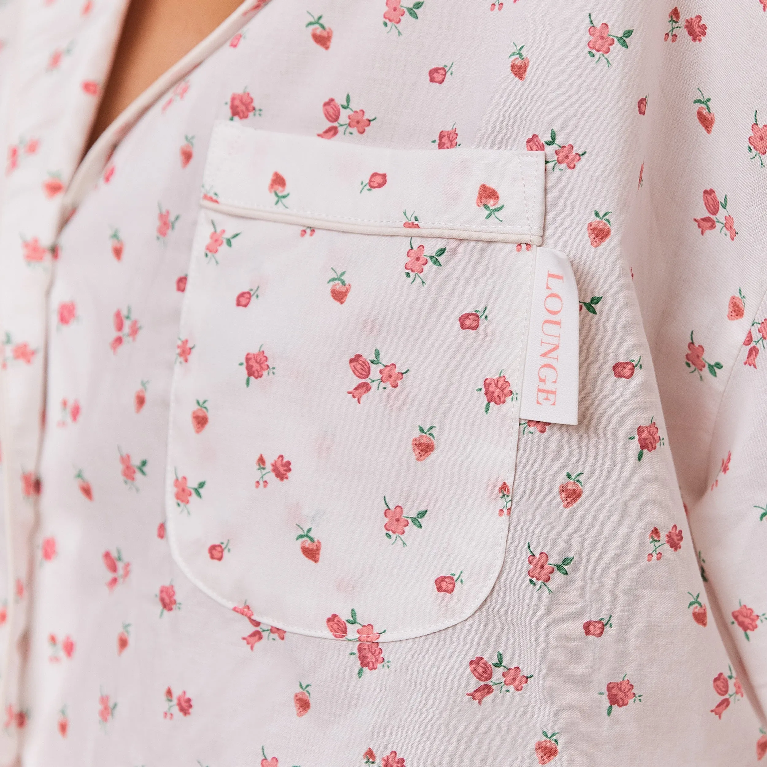Floral Chemise de Pyjama - Imprimé Blanc