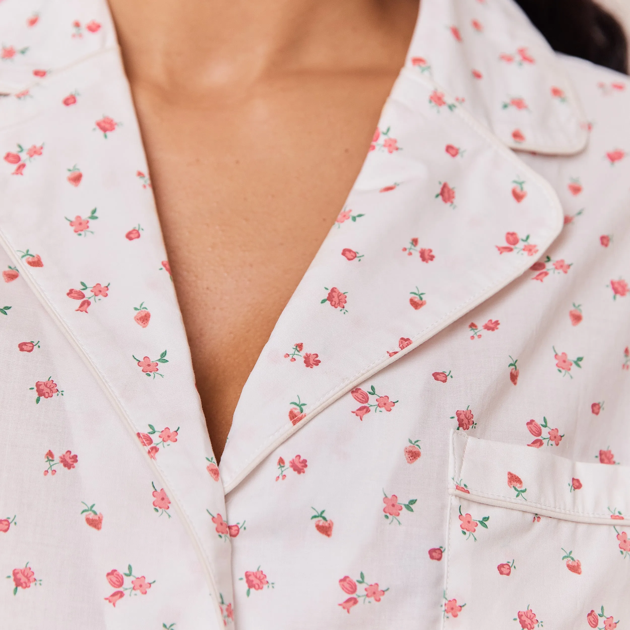 Floral Chemise de Pyjama - Imprimé Blanc