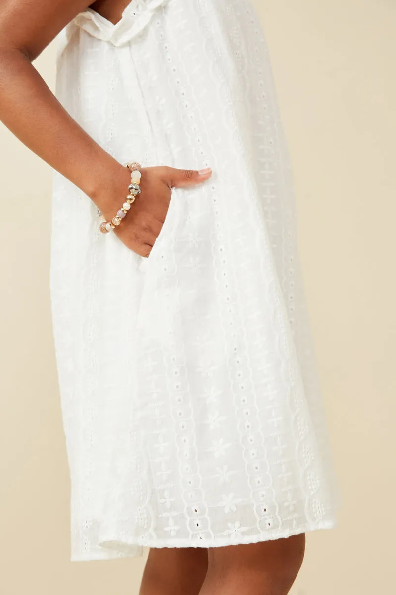 Floral Embroidered Eyelet Ruffle Strap Dress