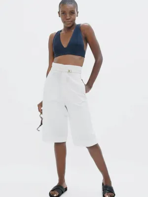 Florence Organic Cotton Twill Knee Trousers | White Dove