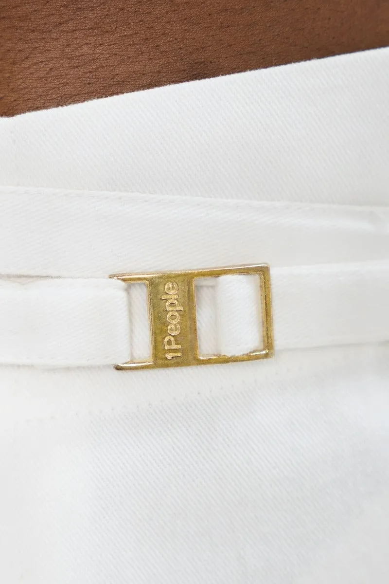 Florence Organic Cotton Twill Knee Trousers | White Dove