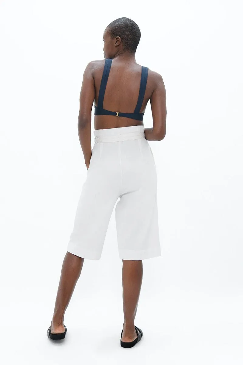 Florence Organic Cotton Twill Knee Trousers | White Dove
