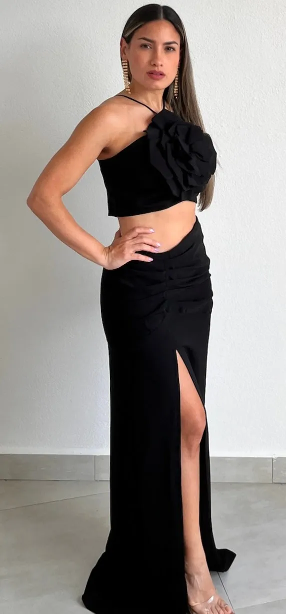 Flower Obsession Black Cut-Out Maxi Dress