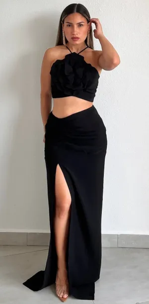 Flower Obsession Black Cut-Out Maxi Dress