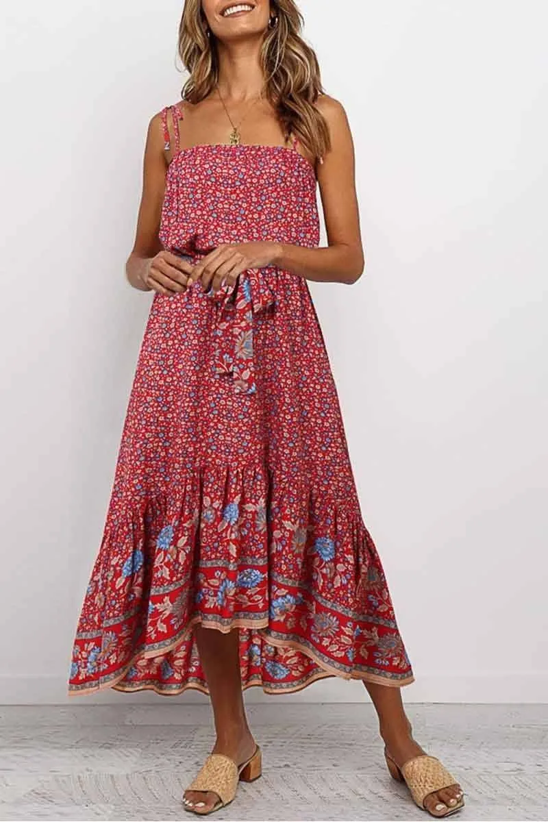 Flower Print Midi Dress( 3 colors)