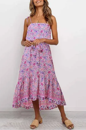 Flower Print Midi Dress( 3 colors)
