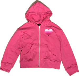 Flowers By Zoe- Heart Zip-Up Hoodie (ombre pink/white)
