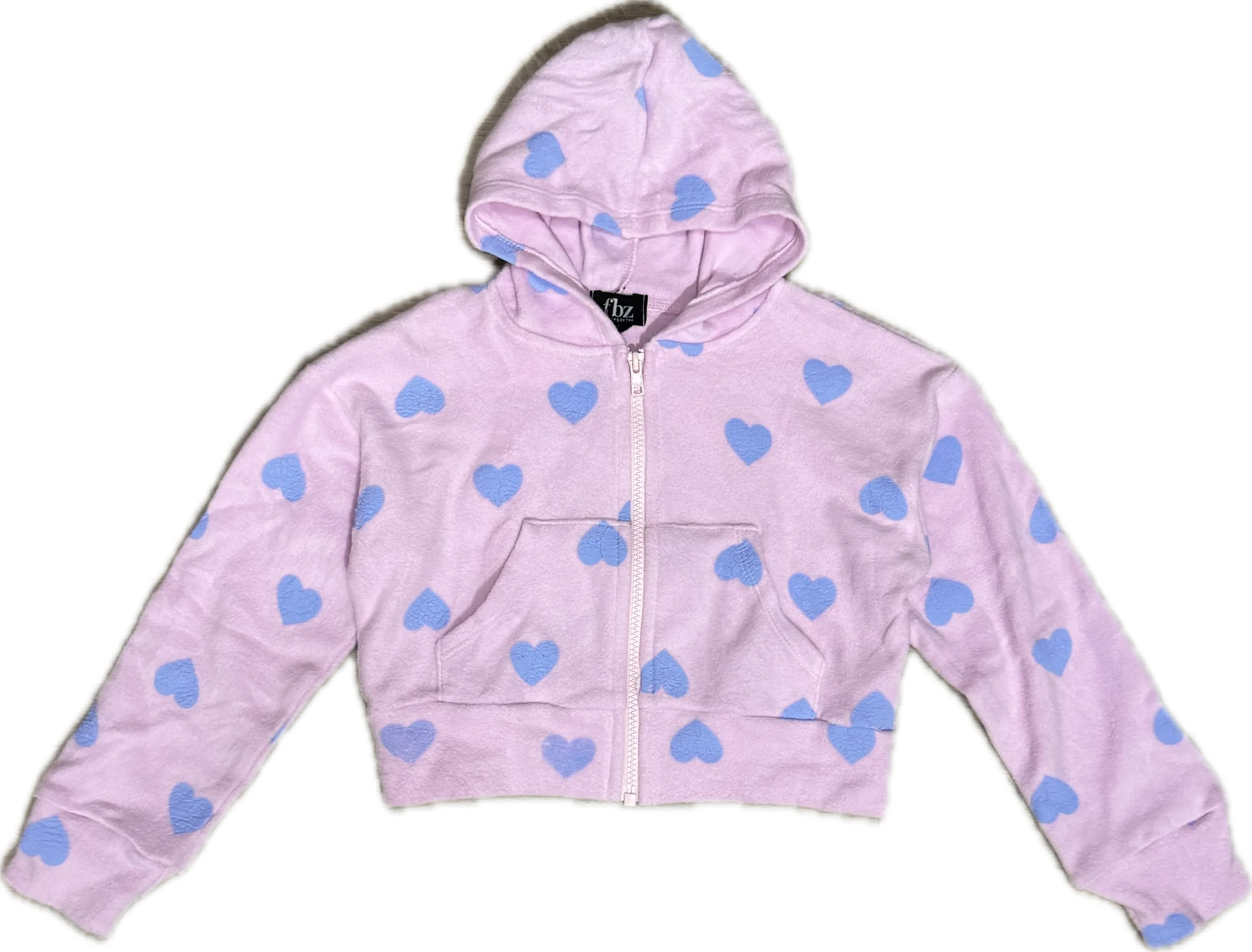 FLOWERS BY ZOE- PINK PASTEL BLUE HEART HOODIE