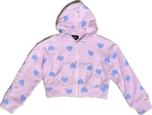 FLOWERS BY ZOE- PINK PASTEL BLUE HEART HOODIE