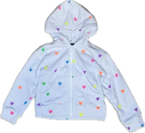 Flowers By Zoe- Zip-Up Multi Color Heart Hoodie (White)
