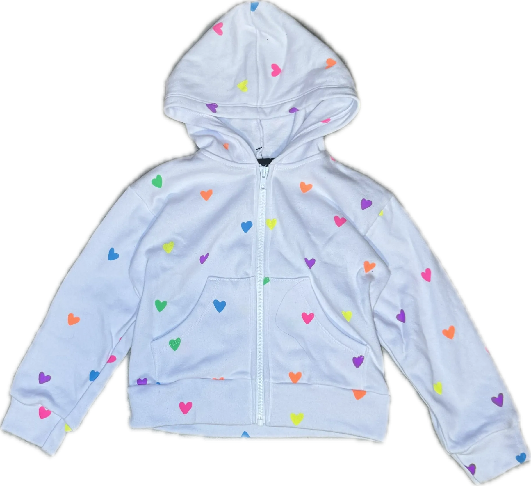 Flowers By Zoe- Zip-Up Multi Color Heart Hoodie (White)