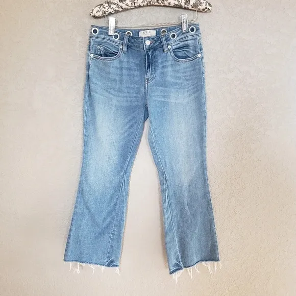 Free People Belt out high waist crop bootcut jeans