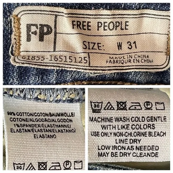 Free People Flare Jeans With Raw Hem &amp; Side Seam Brads Size 31