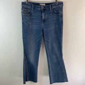 Free People Flare Jeans With Raw Hem &amp; Side Seam Brads Size 31