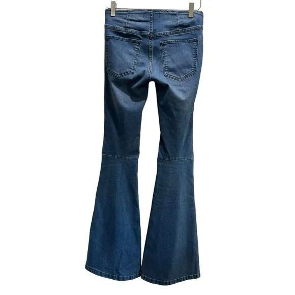 Free People Gummy Flared Leg Mid Rise Pull On Stretch Jeans Size 25
