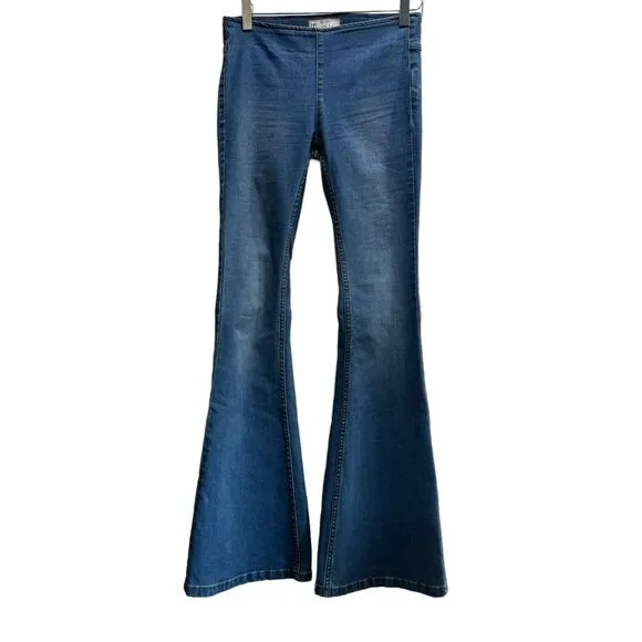 Free People Gummy Flared Leg Mid Rise Pull On Stretch Jeans Size 25