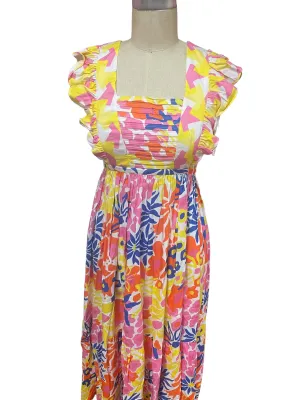 Garrie B Angie Waterfall Midi Dress - Bright Multi