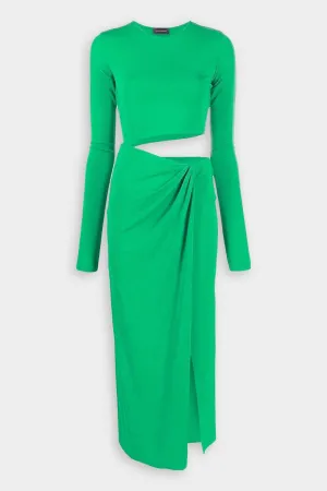 Gia Cut-Out Midi Dress in Green