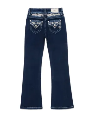 Girls Floral Peekaboo Bootcut Jeans