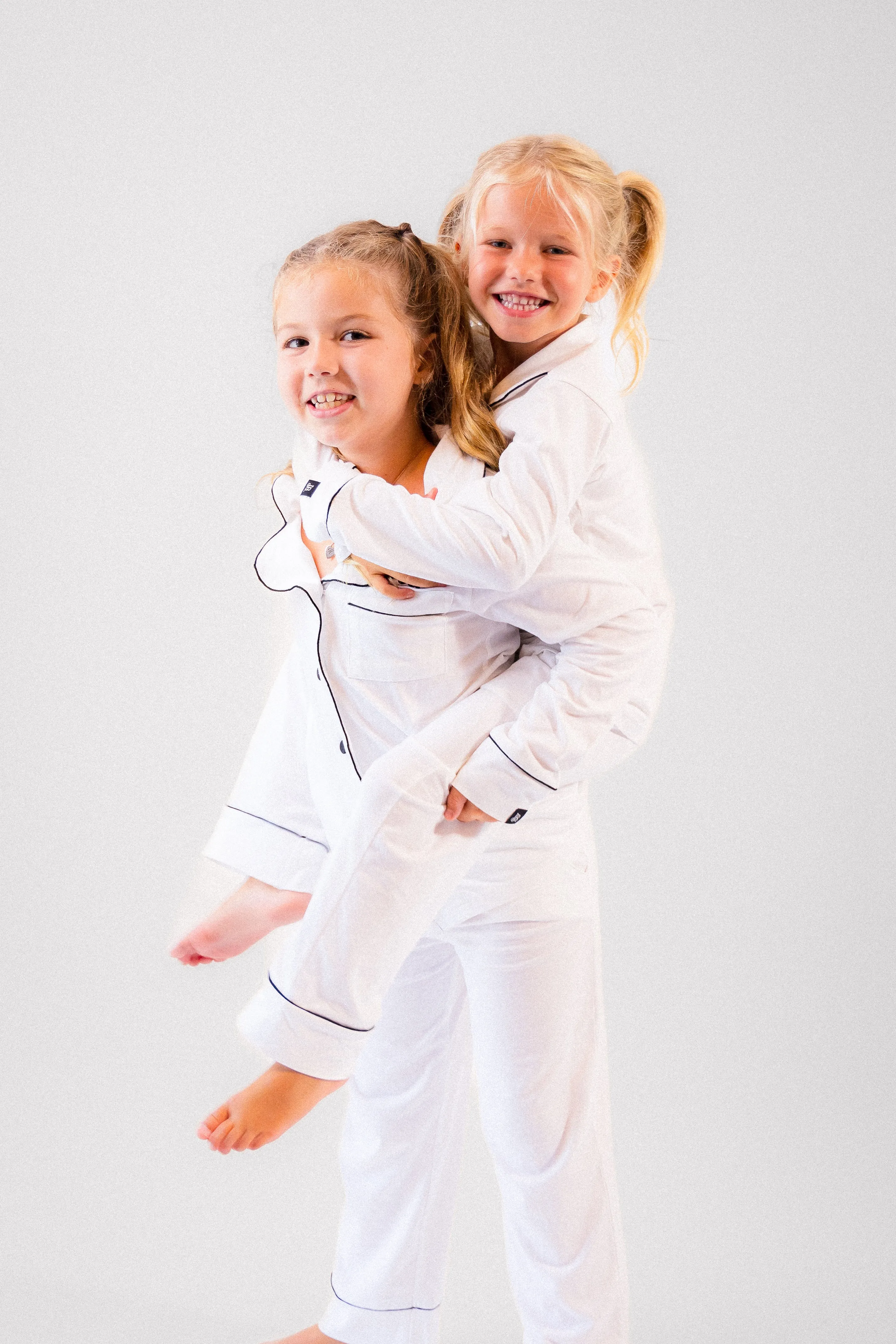 Girls long jersey personalised pyjamas White