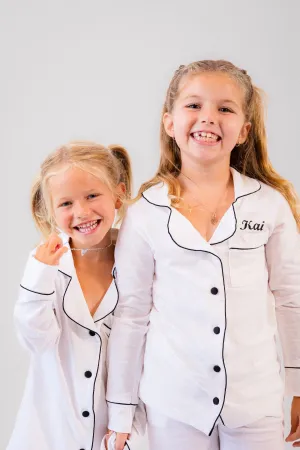 Girls long jersey personalised pyjamas White