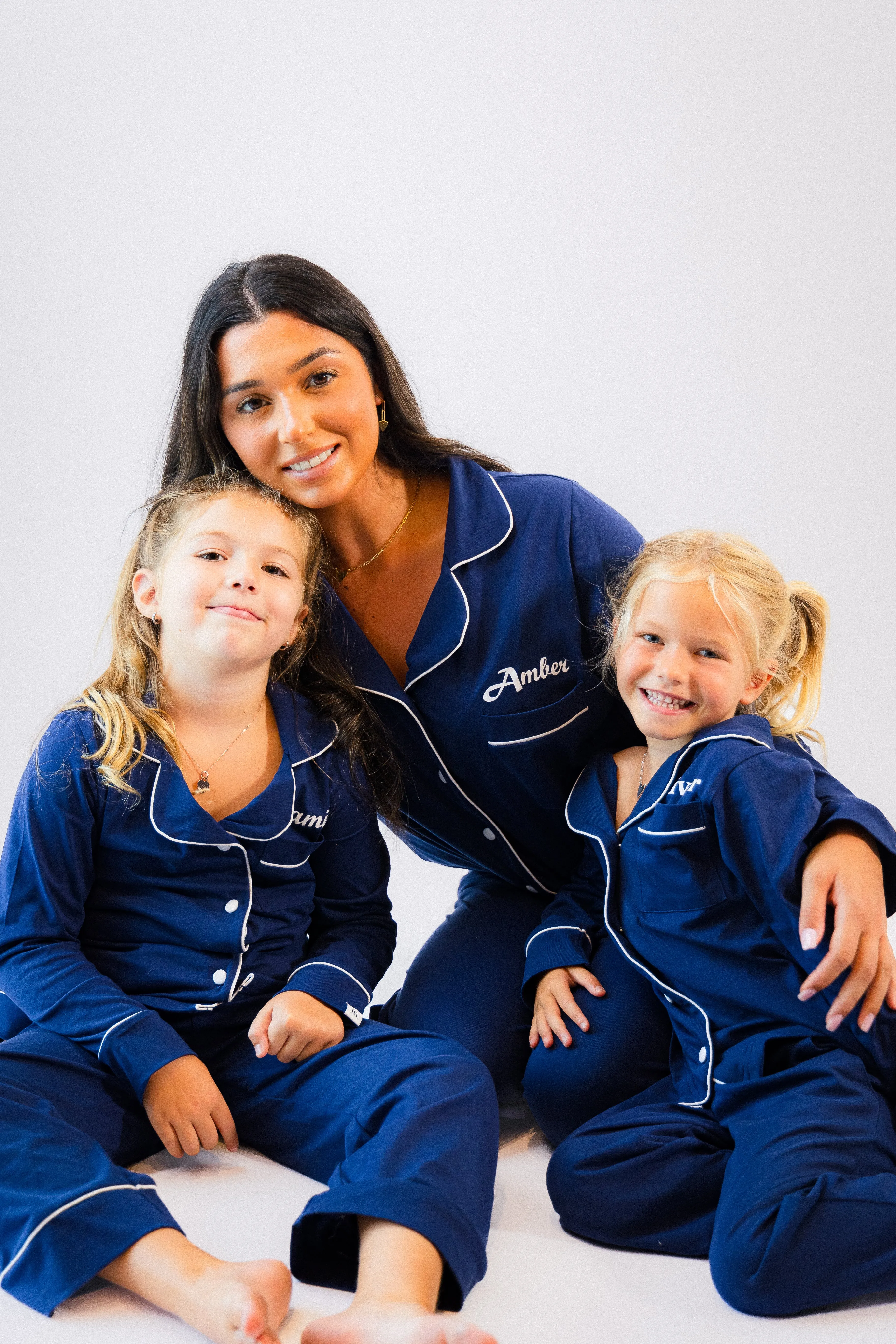 Girls long jersey personalised pyjamas White