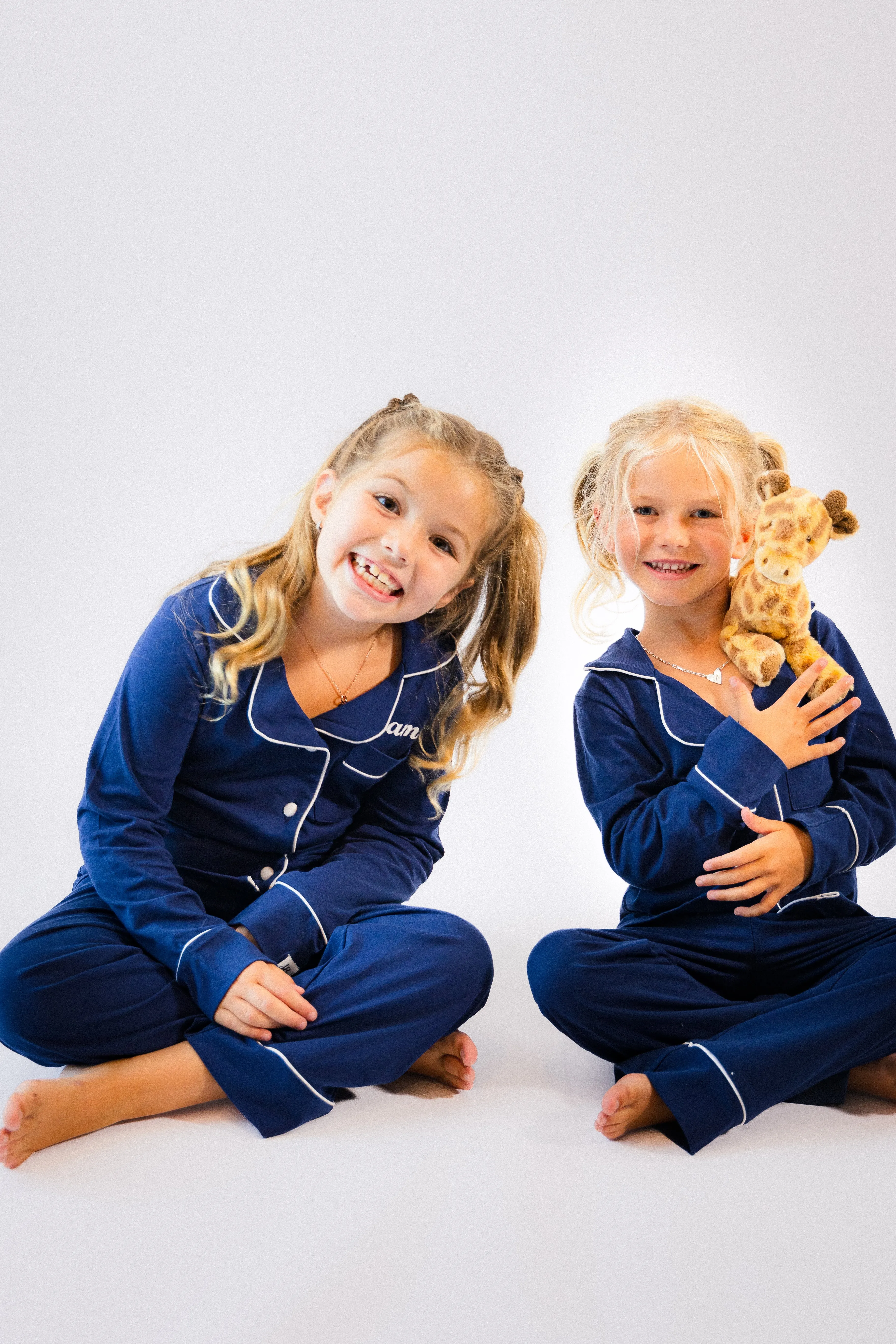 Girls long jersey personalised pyjamas White