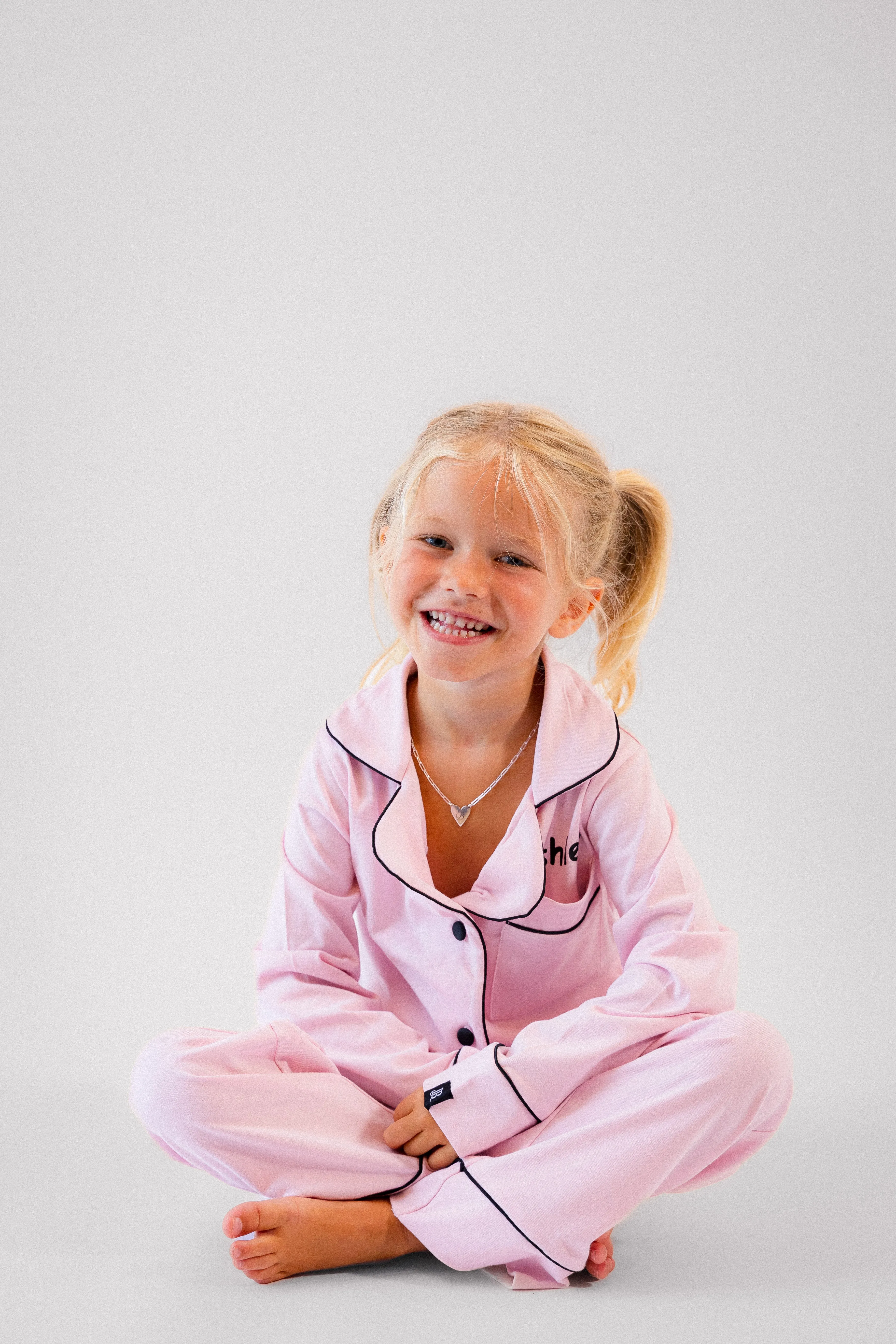 Girls long jersey personalised pyjamas White