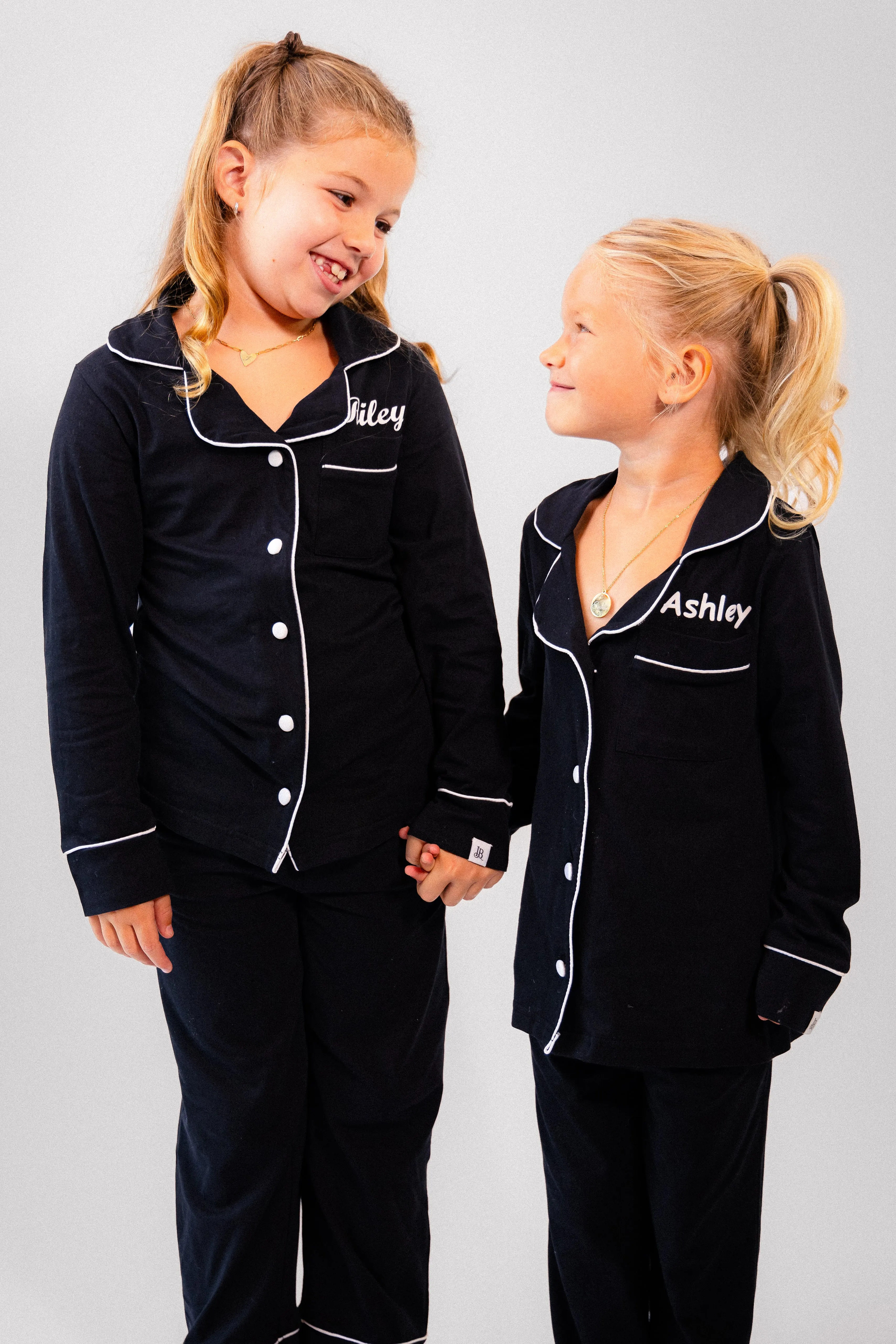 Girls long jersey personalised pyjamas White