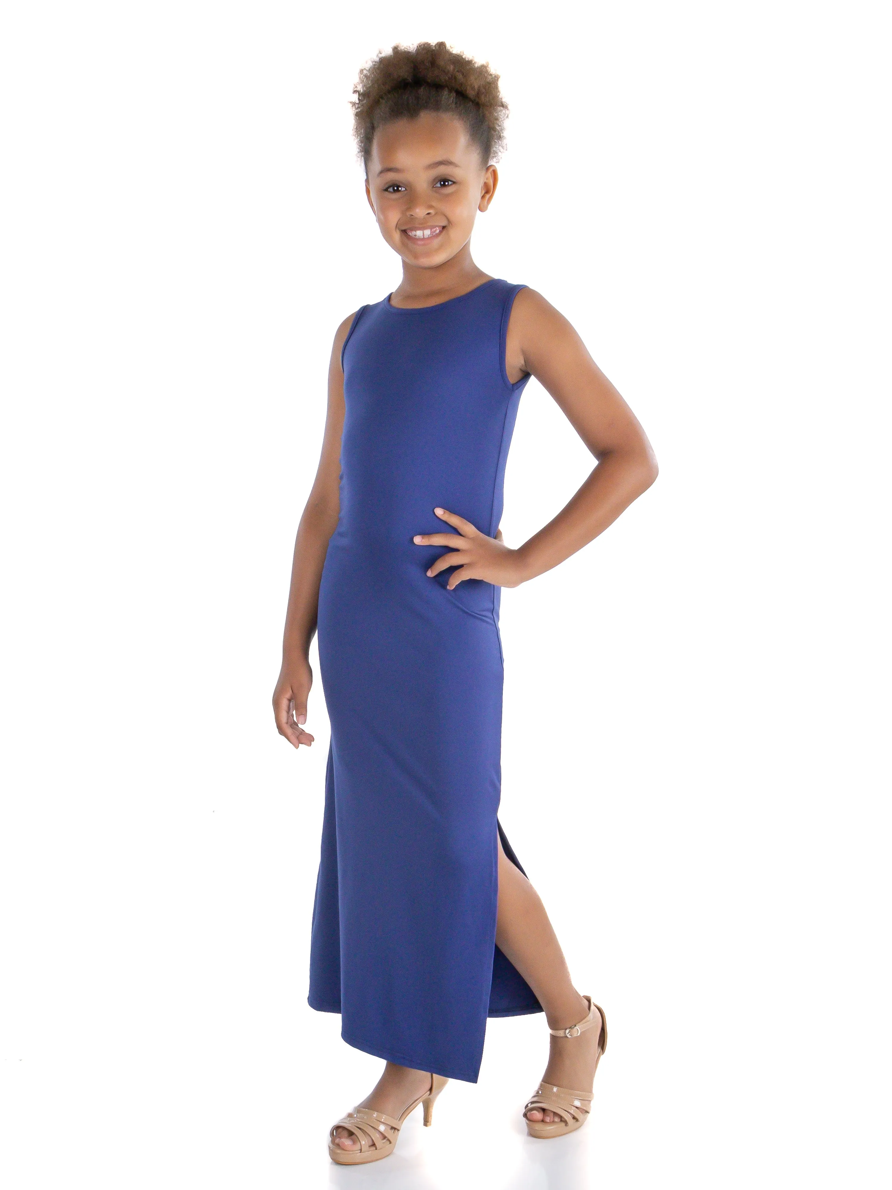 Girls Side Slit Maxi Dress Machine Washable