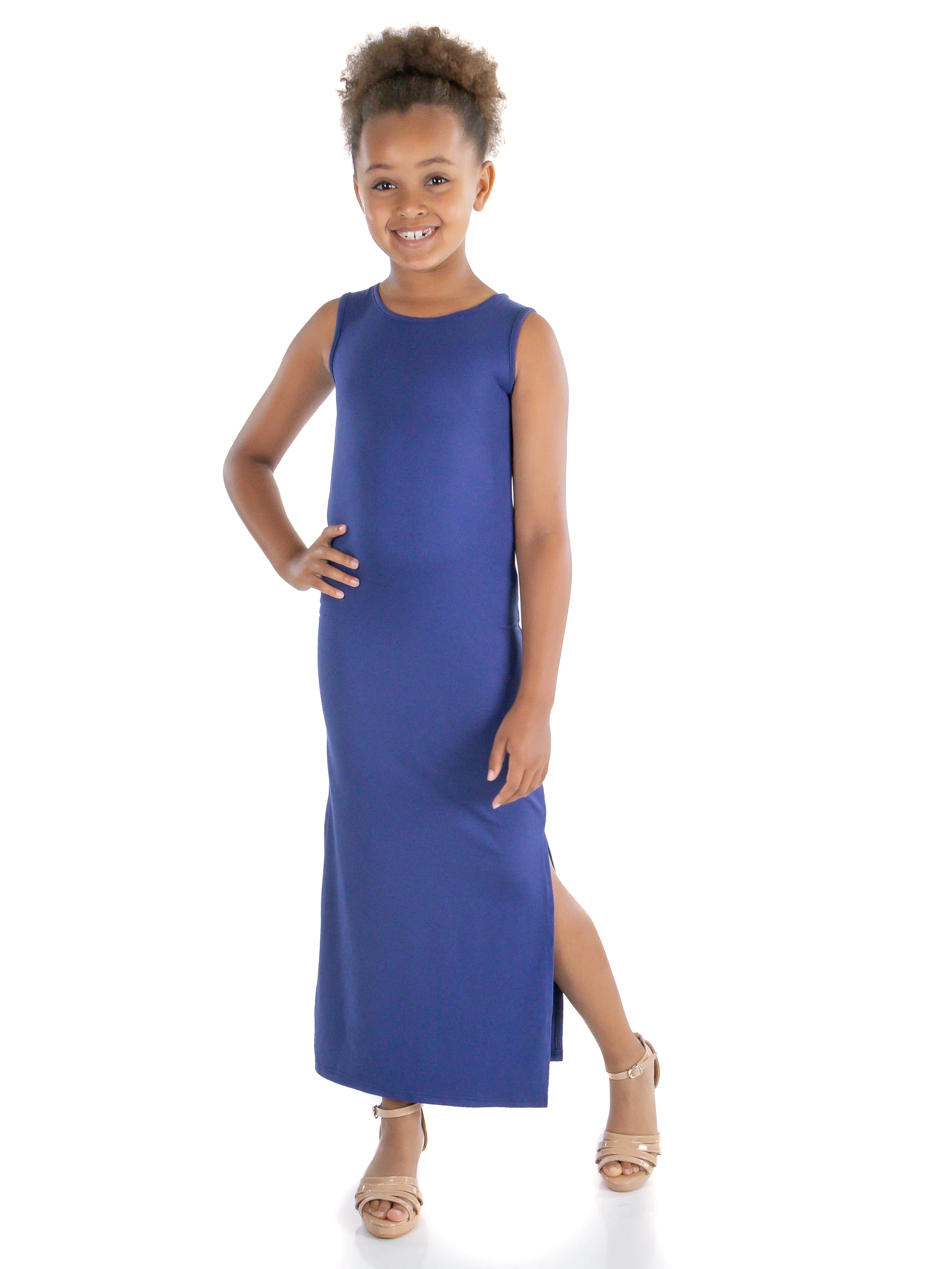Girls Side Slit Maxi Dress Machine Washable
