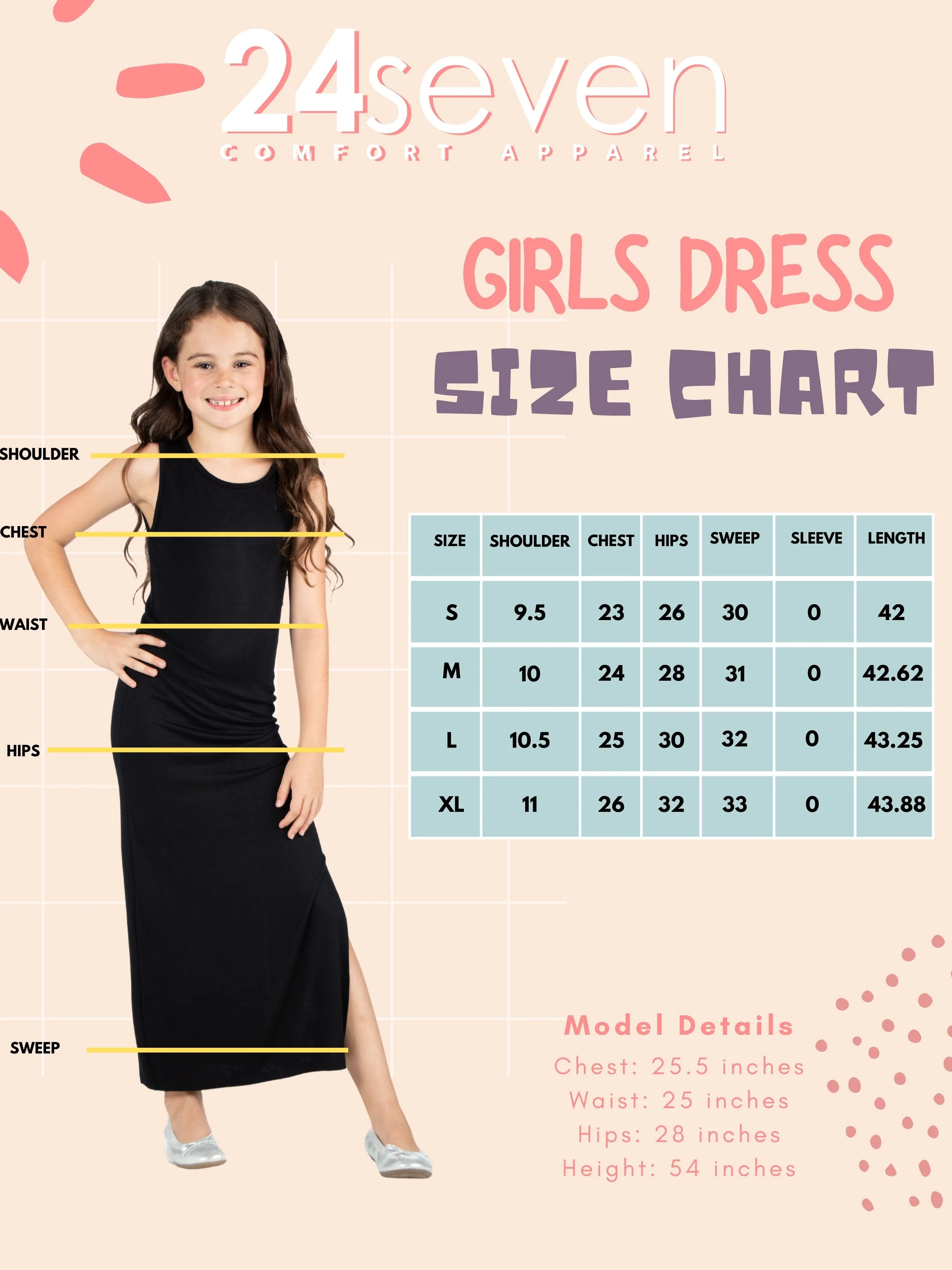 Girls Side Slit Maxi Dress Machine Washable