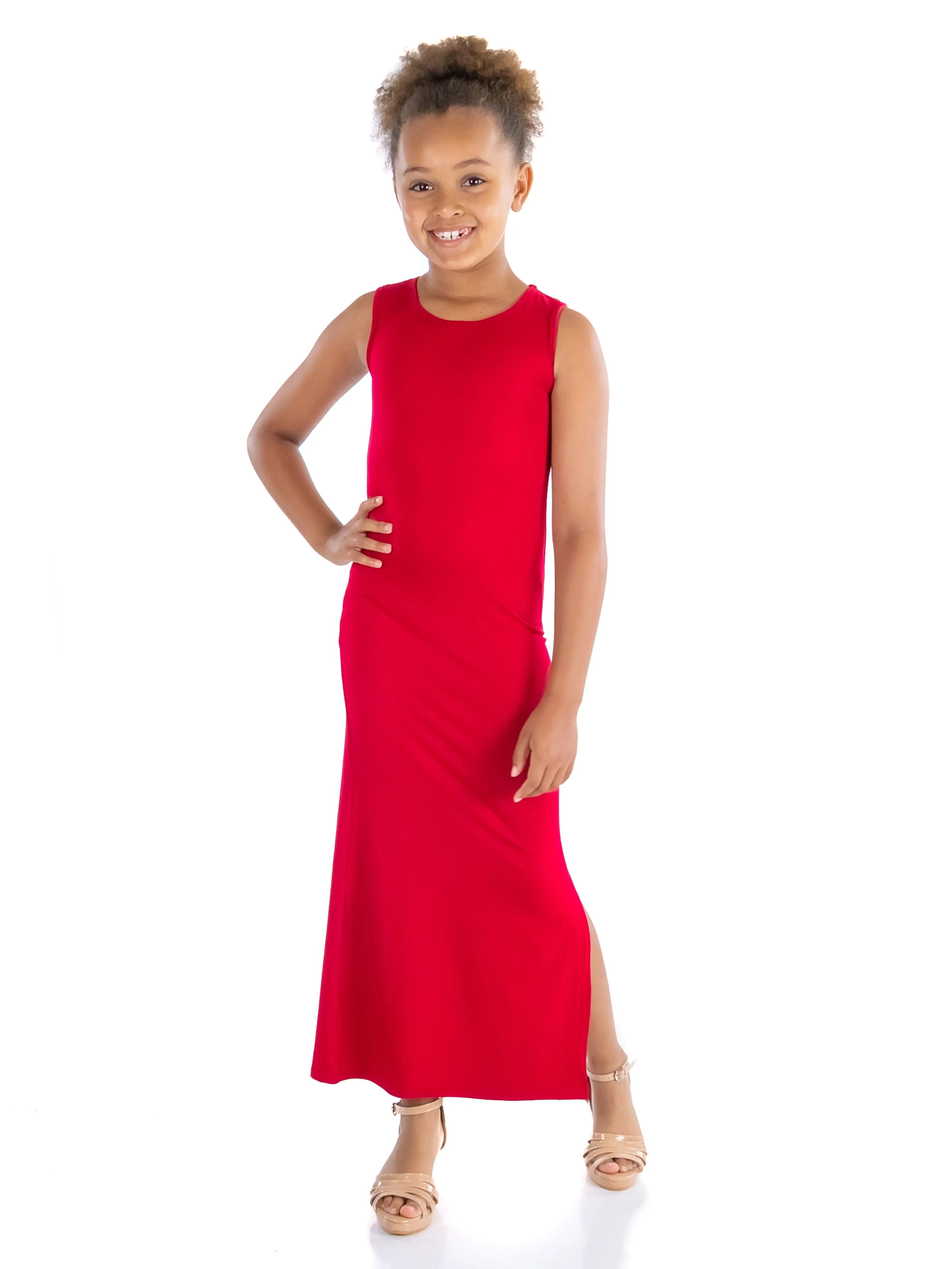 Girls Side Slit Maxi Dress Machine Washable