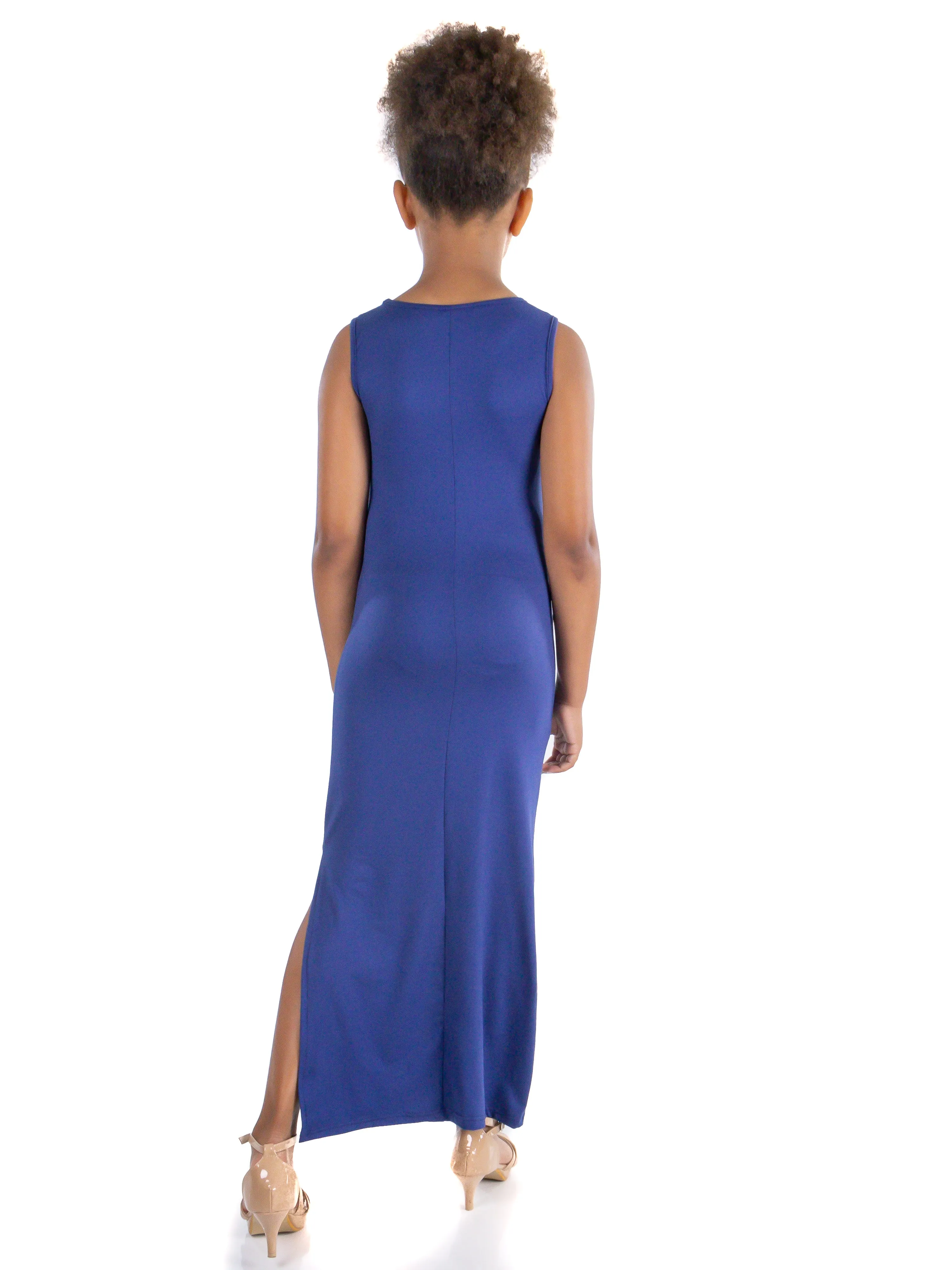 Girls Side Slit Maxi Dress Machine Washable