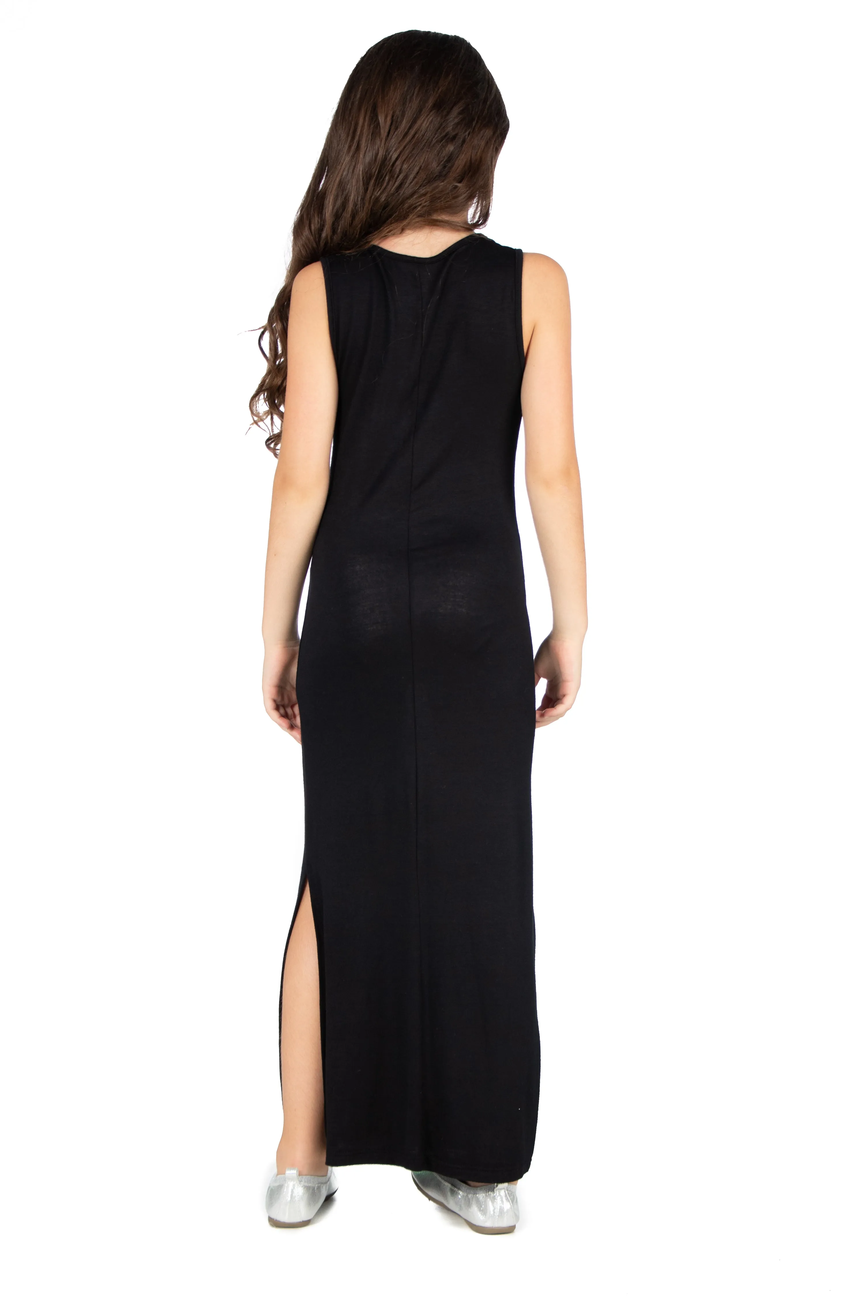 Girls Side Slit Maxi Dress Machine Washable