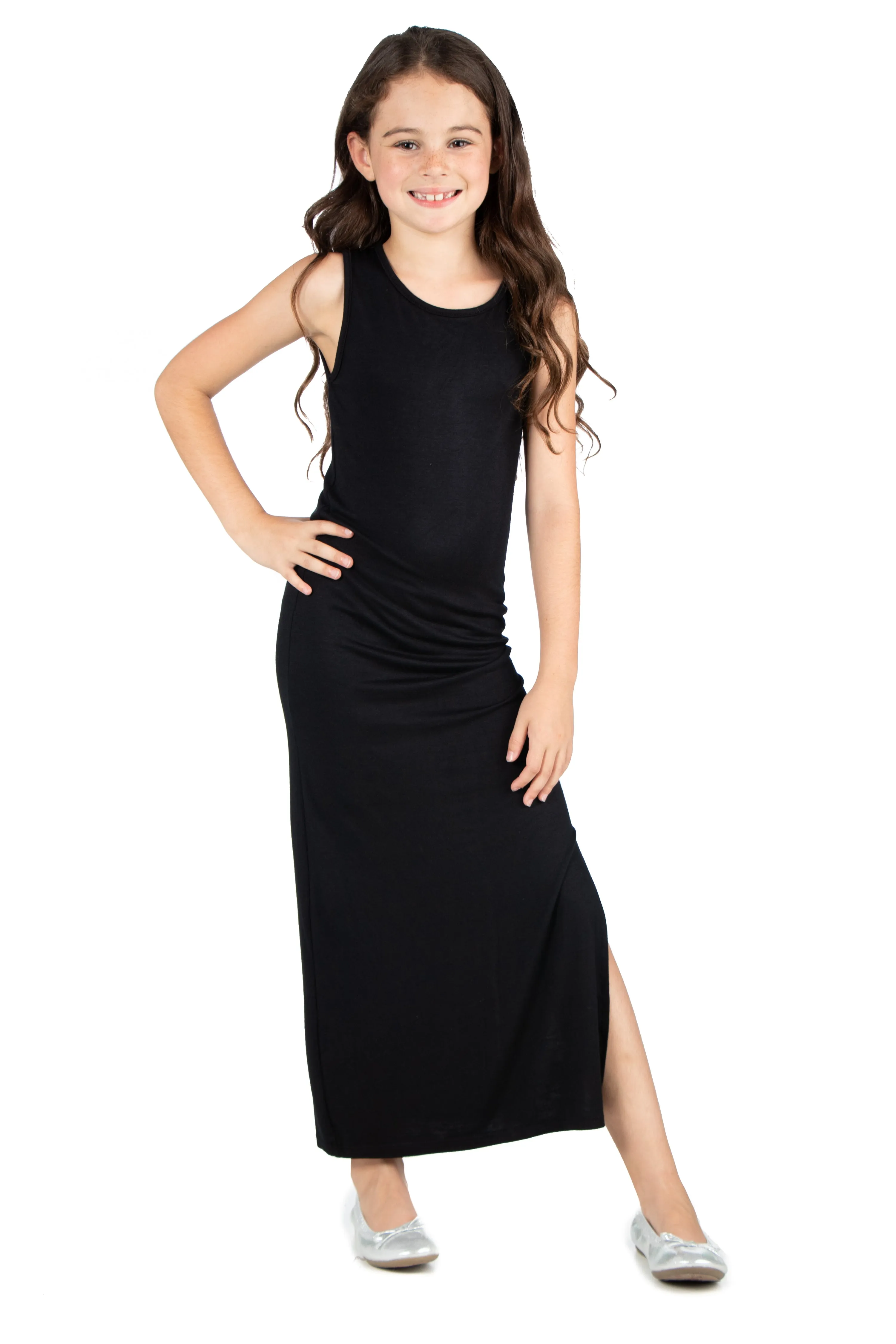 Girls Side Slit Maxi Dress Machine Washable