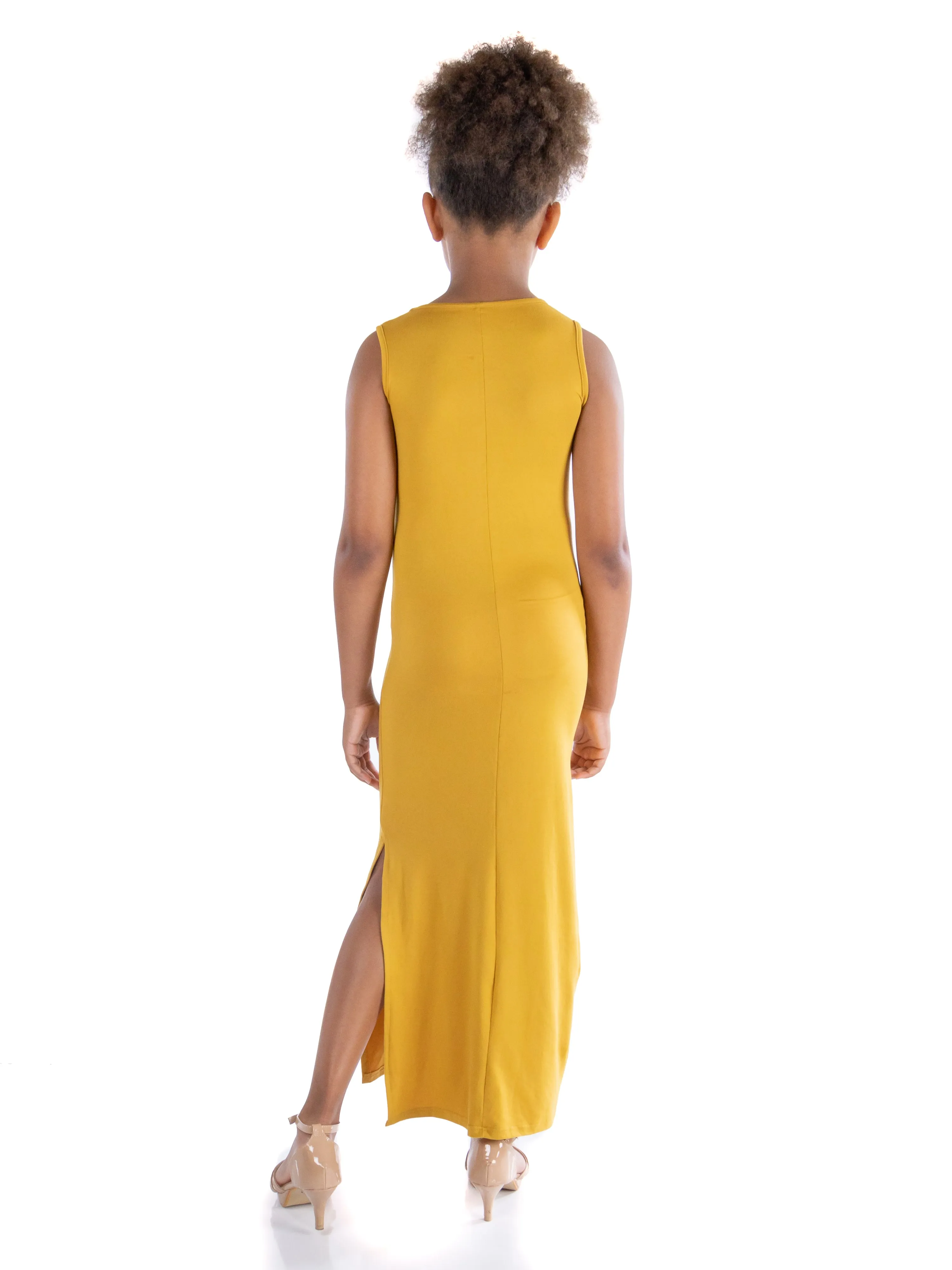 Girls Side Slit Maxi Dress Machine Washable