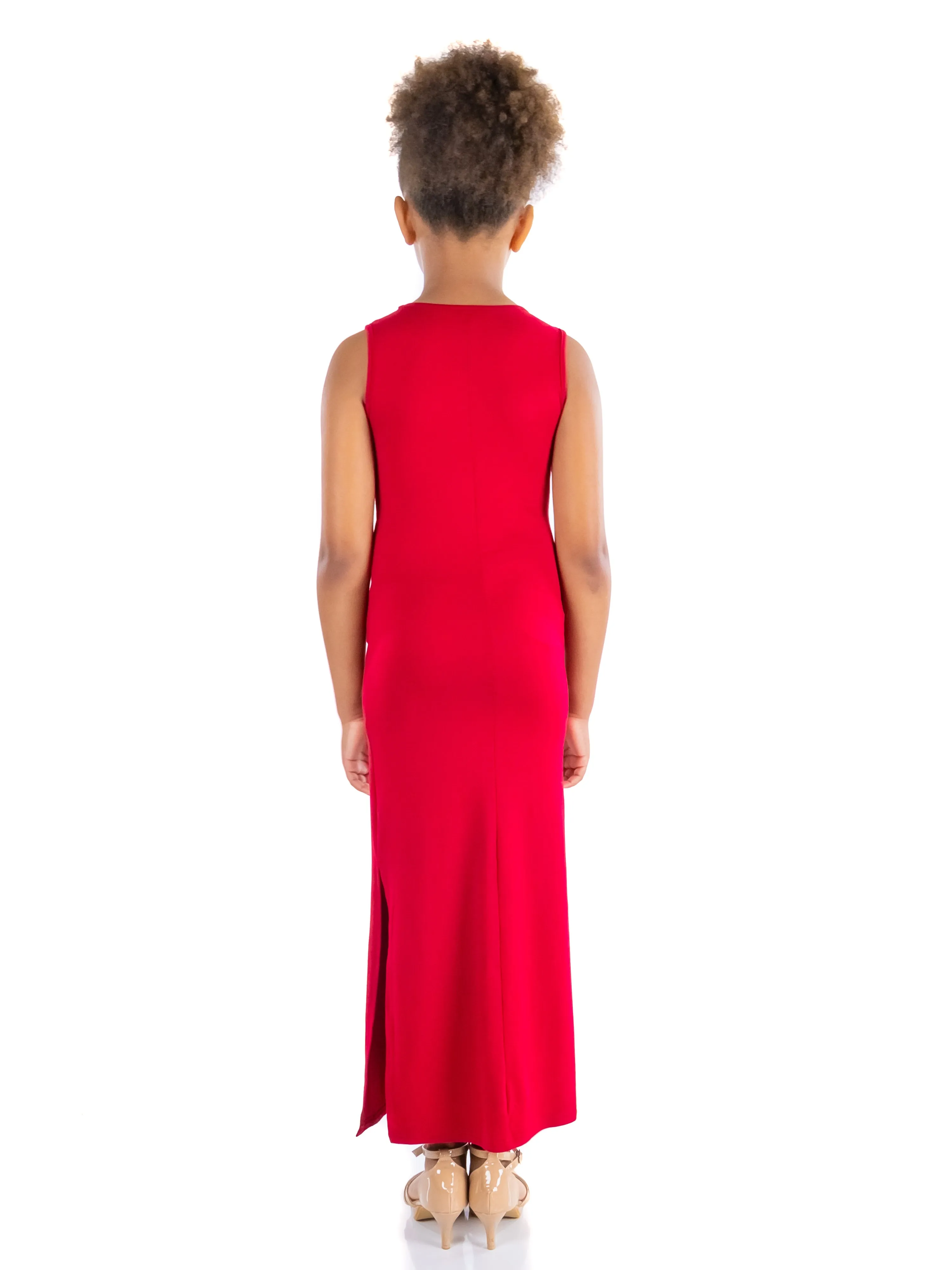 Girls Side Slit Maxi Dress Machine Washable