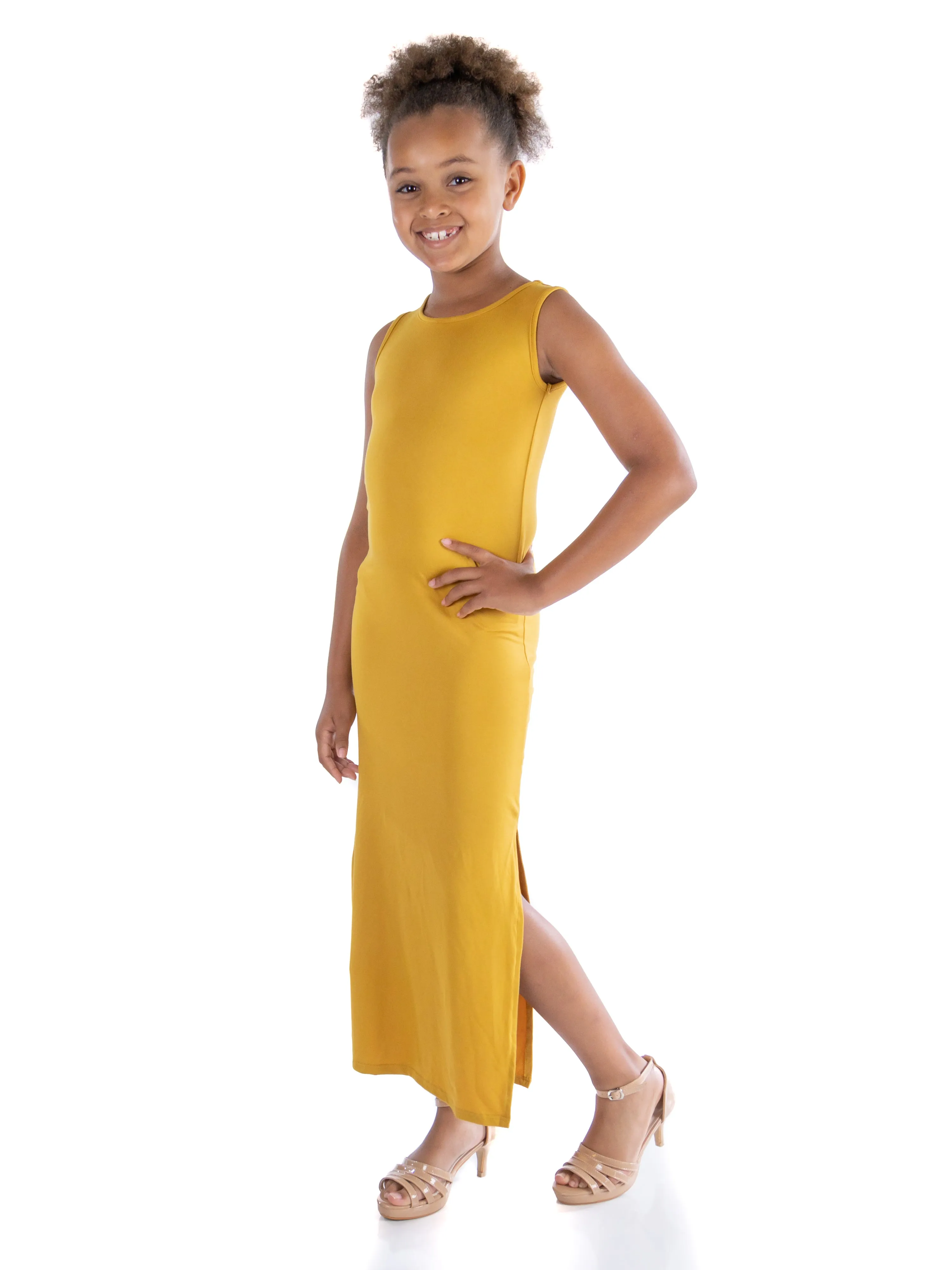 Girls Side Slit Maxi Dress Machine Washable