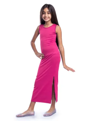 Girls Side Slit Maxi Dress Machine Washable
