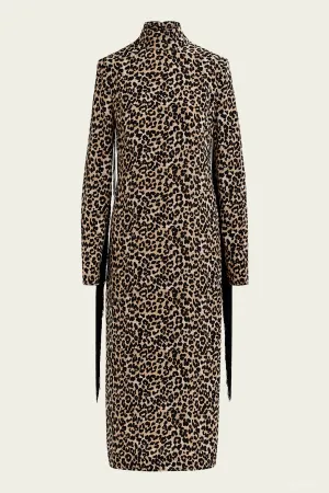 Gironi Leopard-Print Midi Dress in Brown