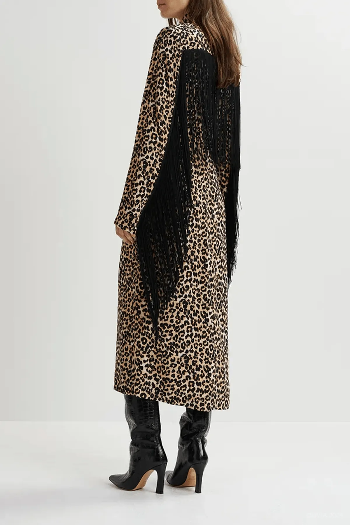 Gironi Leopard-Print Midi Dress in Brown