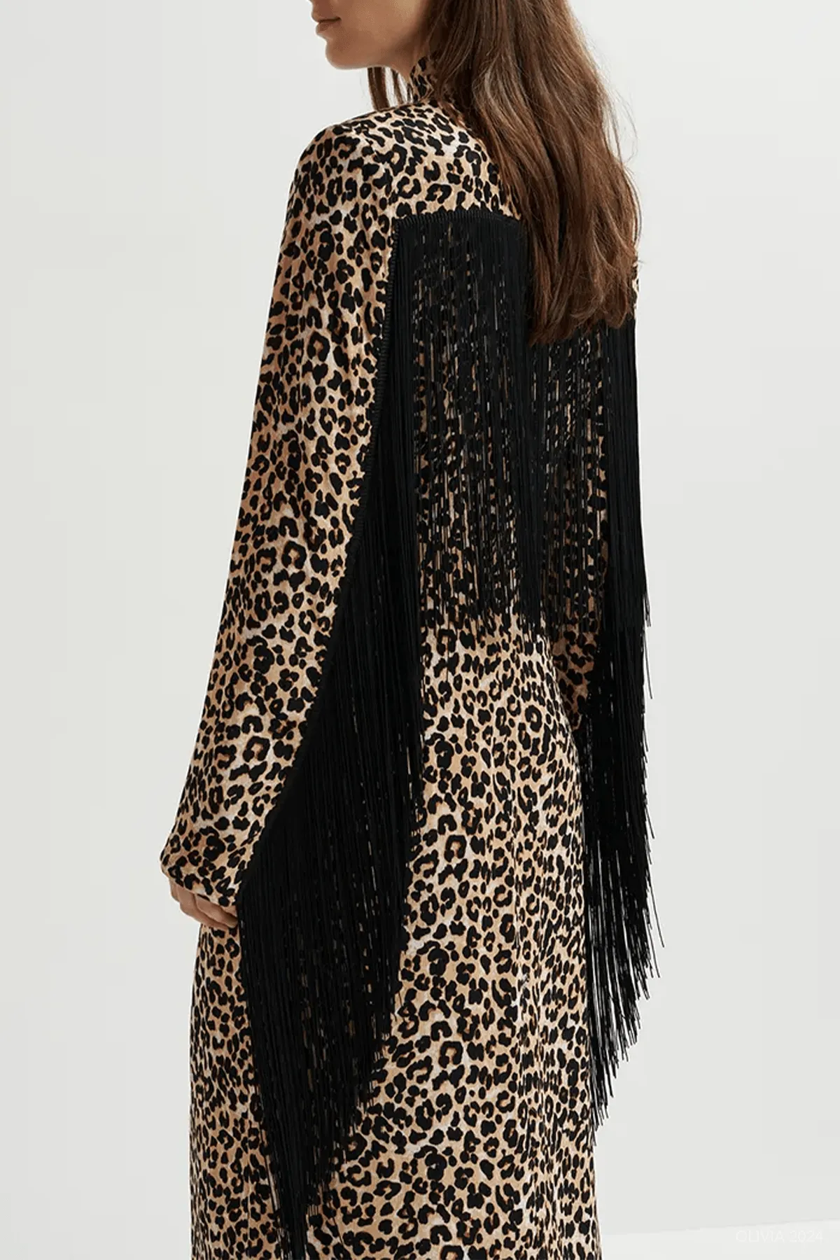 Gironi Leopard-Print Midi Dress in Brown