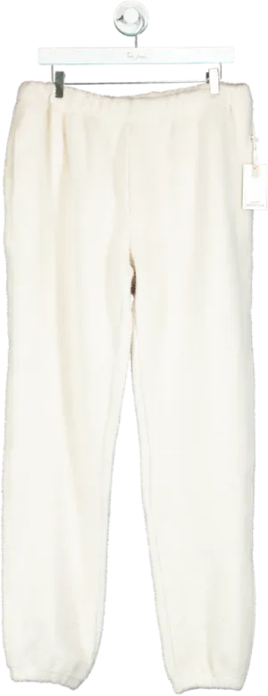 Good American Cream Sherpa Boyfriend Sweatpant UK L