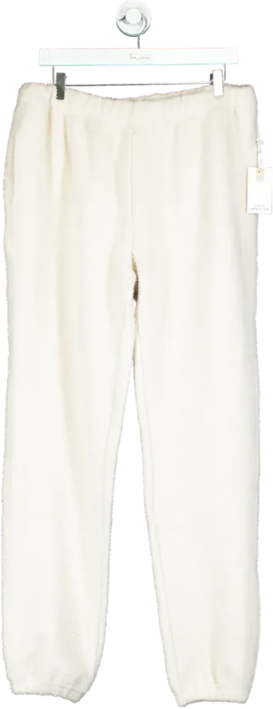Good American Cream Sherpa Boyfriend Sweatpant UK L