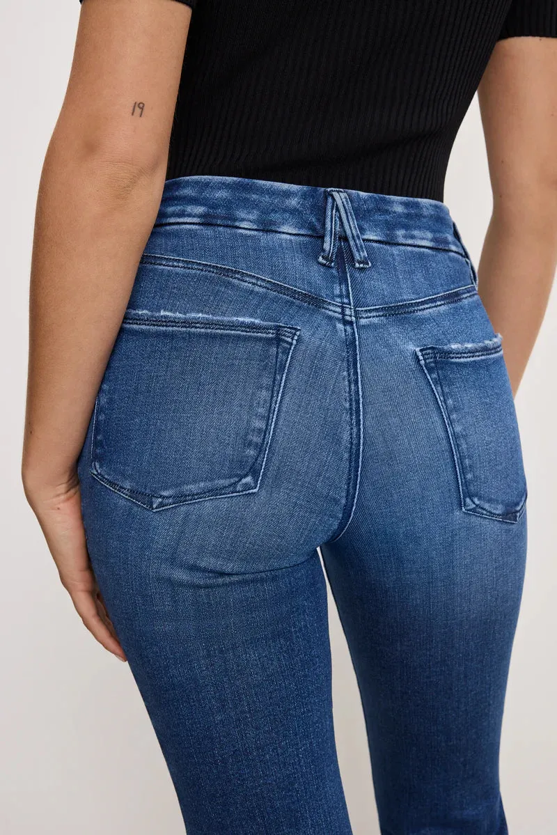 Good American SOFT-TECH GOOD LEGS CROPPED MINI BOOT JEANS Indigo891